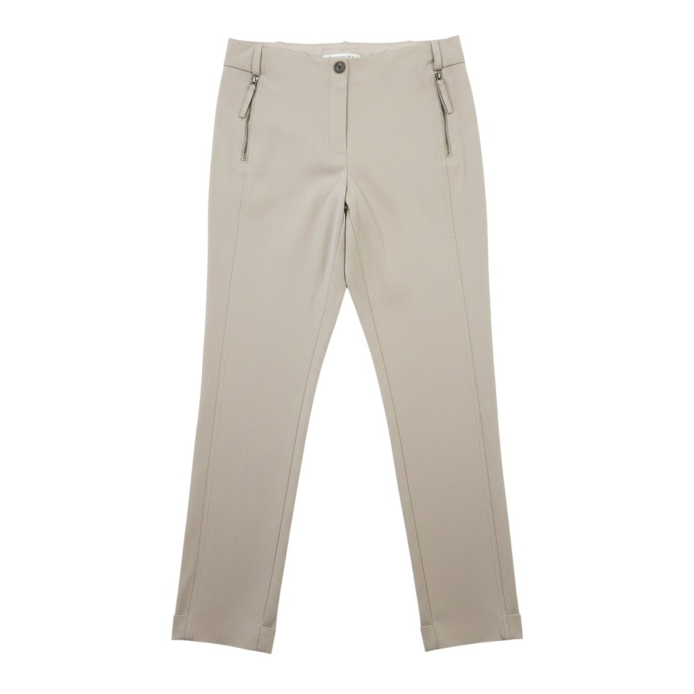 Annette Gortz Ponte Pants Women 40 Silver Gray Stretch Cuffed Seam Rear Trousers